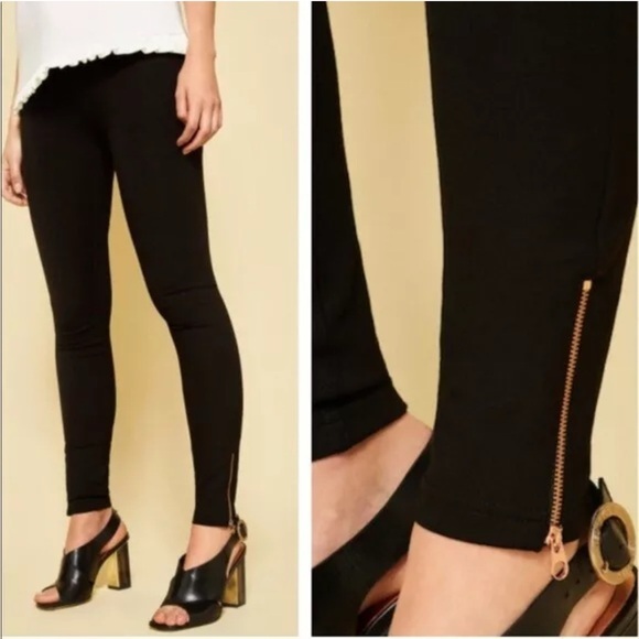 Ted Baker Pants - Ted Baker Esstie Waxed Black Ankle Zipper Skinny Pants Size 28‎